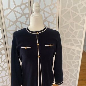 Brooks Brothers Navy Sweater Set with Gold Details